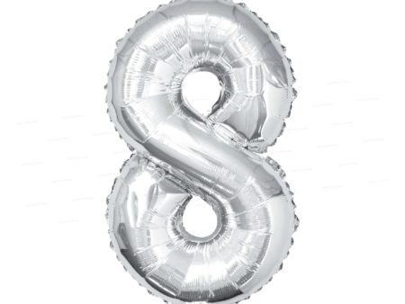 Number 8 Premium Silver Foil Balloon Cheap