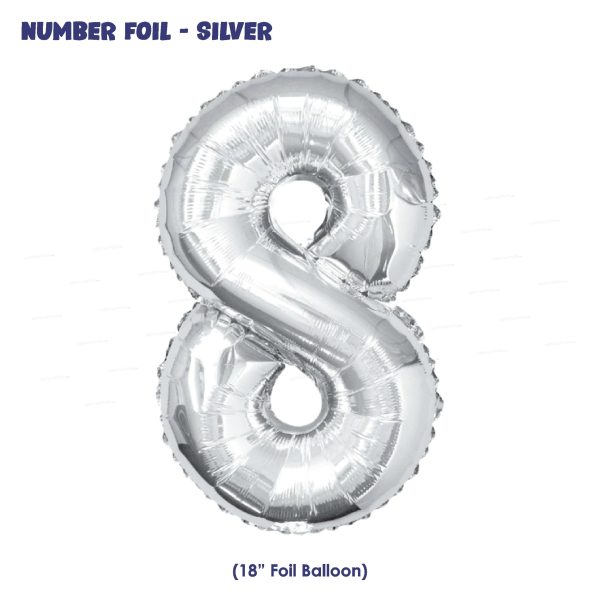 Number 8 Premium Silver Foil Balloon Cheap