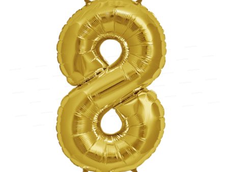 Number 8 Premium Gold Foil Balloon For Sale