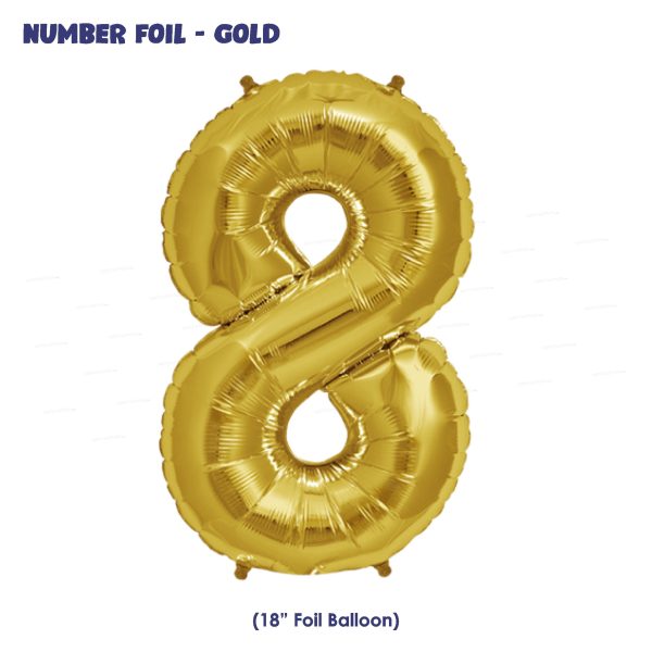 Number 8 Premium Gold Foil Balloon For Sale