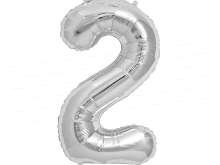 Number 2 Premium Silver Foil Balloon Supply