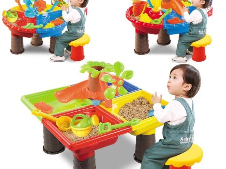 Kids Summer Outdoor Beach Sandpit Toys Sand Bucket Water Wheel Table Play Set Toys Children Learning Education Toy Baby Birthday Online now