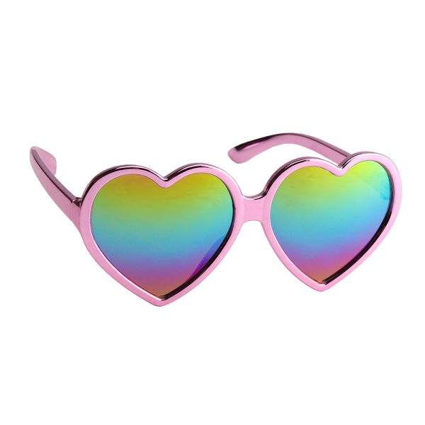 Pink Eletroplated Heart Arkaid Sunglasses Fashion