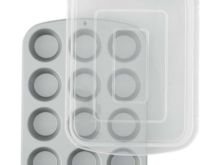 Standard Cupcake Pan with Cover - 12 Cup on Sale