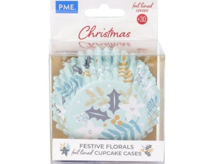 Standard Cupcake Liners - Christmas Festive Floral Online Sale